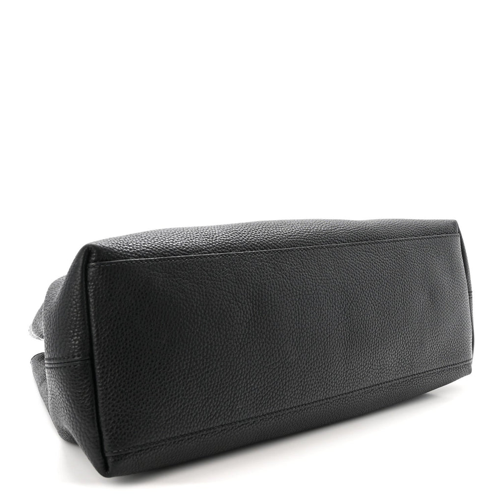 Pebbled Calfskin Medium Soho Chain Shoulder Bag Black