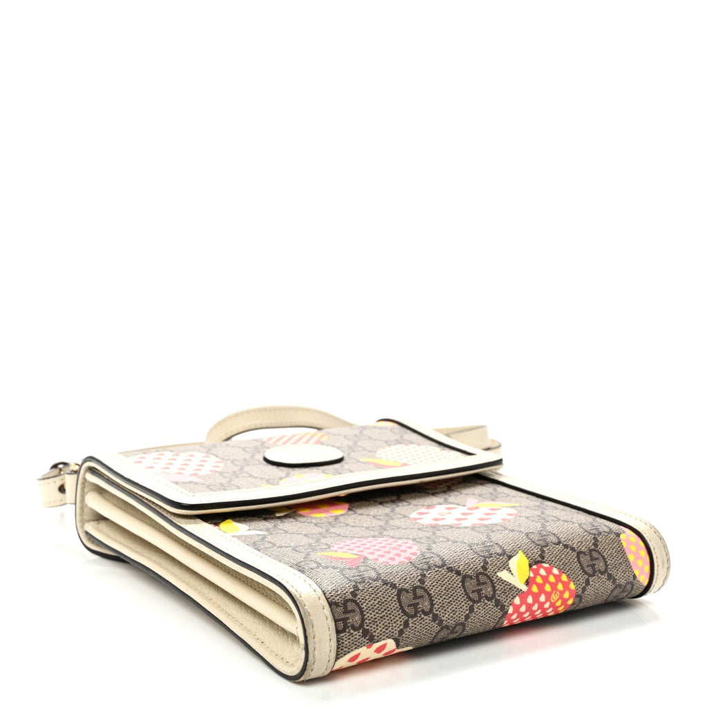 GG Supreme Monogram Les Pommes Retro Interlocking G Les Pommes Messenger Bag Beige Multicolor Mystic White