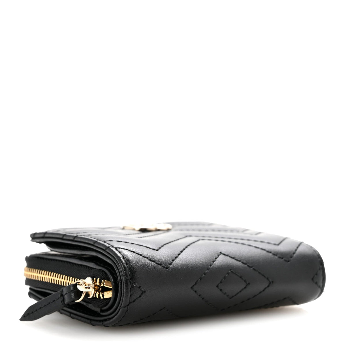 Calfskin Matelasse GG Marmont Compact Wallet Black