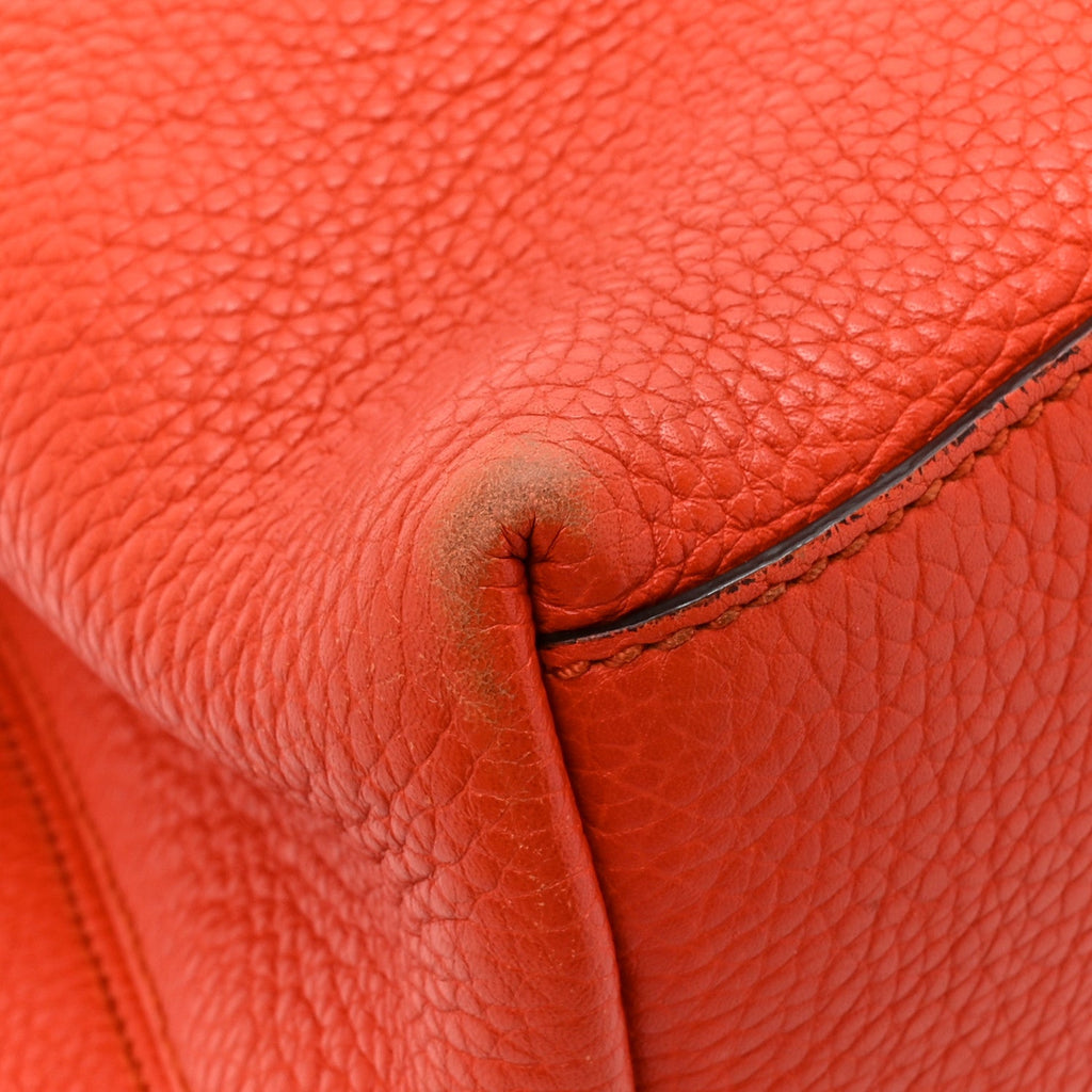 Pebbled Calfskin Medium Soho Chain Shoulder Bag Sun Orange