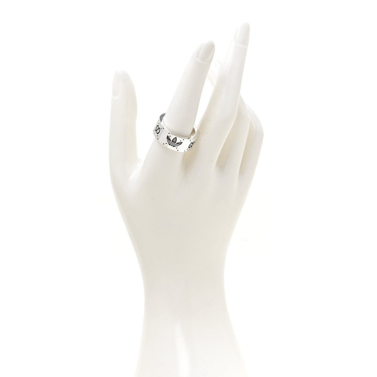 X ADIDAS Sterling Silver Trefoil GG Monogram Band Ring 53 6.5