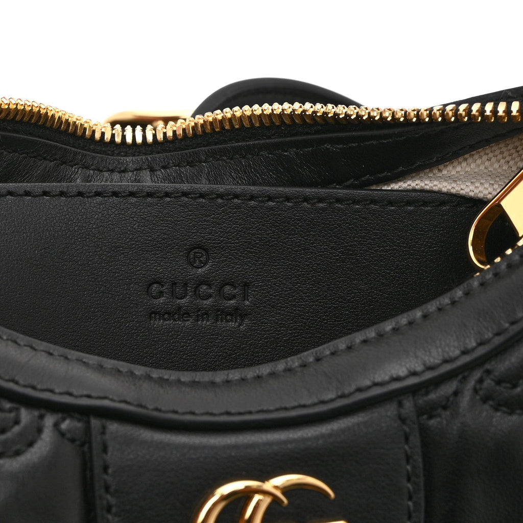 Calfskin GG Matelasse Mini Hobo Shoulder Bag Black