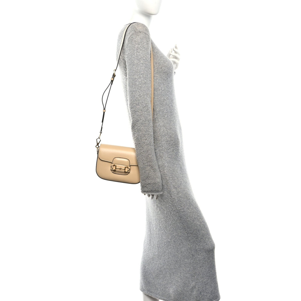 Azalea Calfskin Web Mini Horsebit 1955 Shoulder Bag Bubble Tea