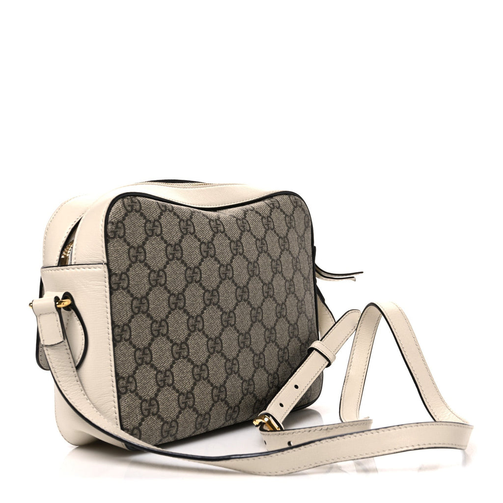 GG Supreme Monogram Small Horsebit 1955 Shoulder Bag Beige Mystic White