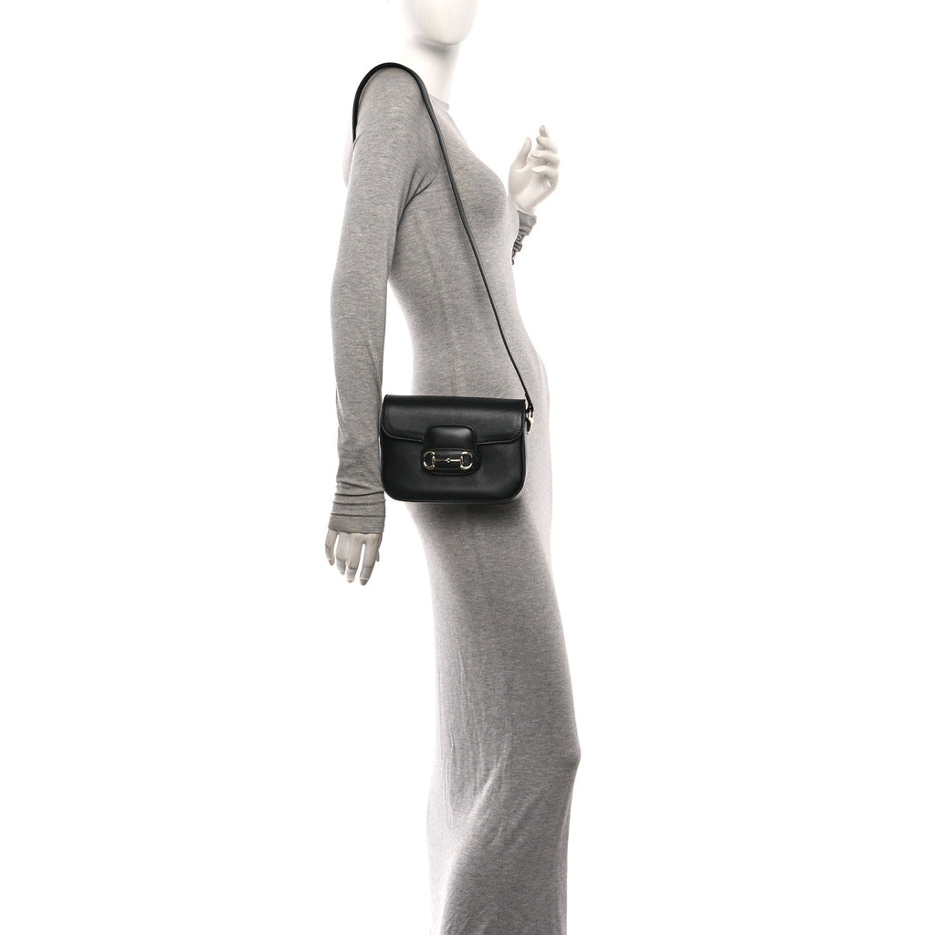 Arabella Calfskin Horsebit 1955 Small Shoulder Bag  Black