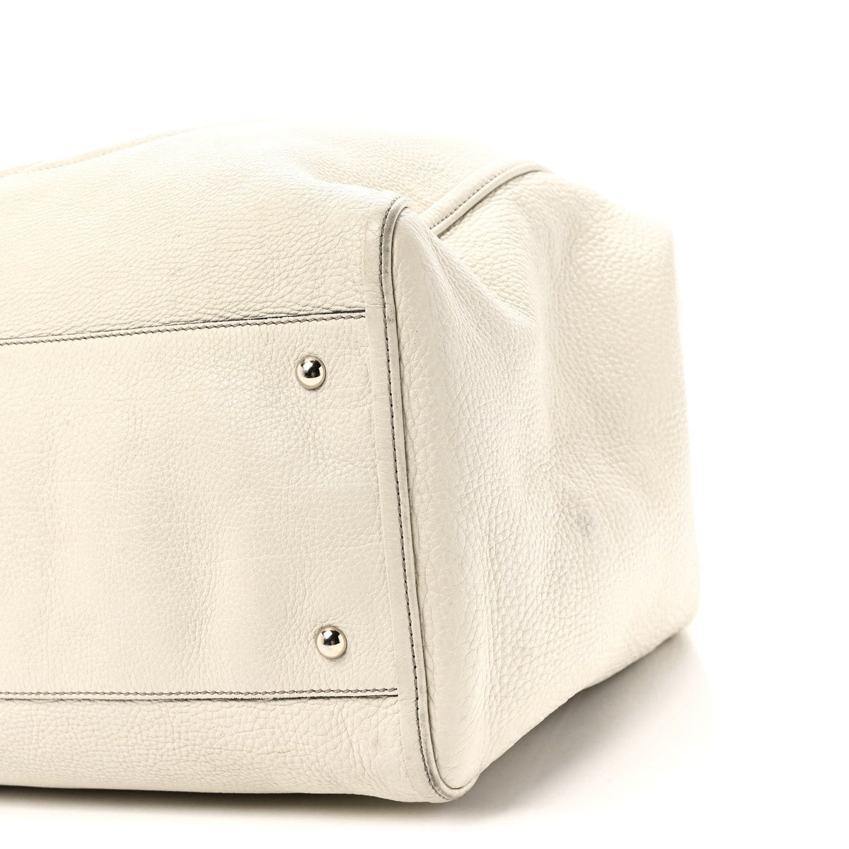 Pebbled Calfskin Large Soho Shoulder Bag Off White