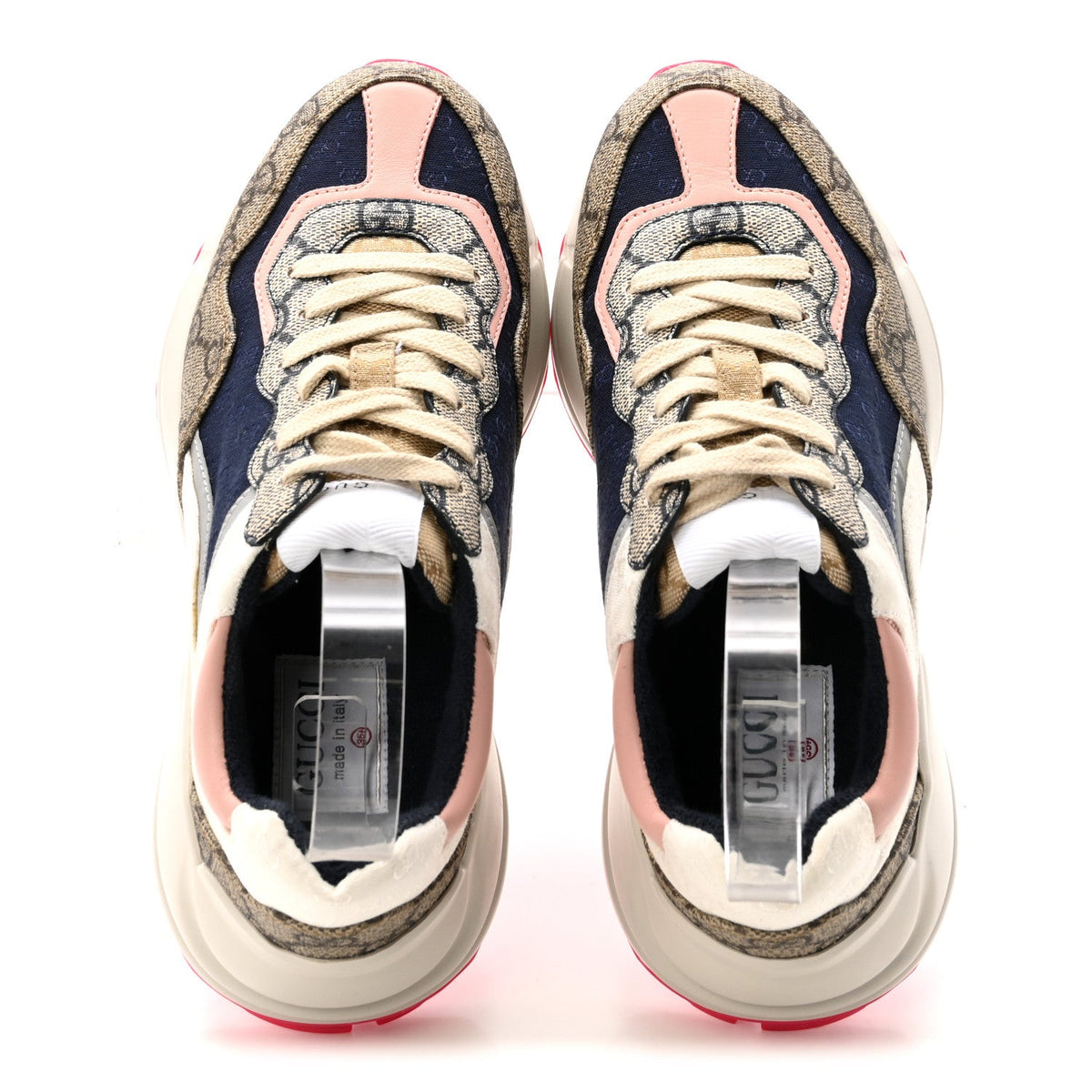 GG Supreme Monogram Mix Monogram Womens Rhyton Sneakers 35.5 London Blue Beige Pale Pink
