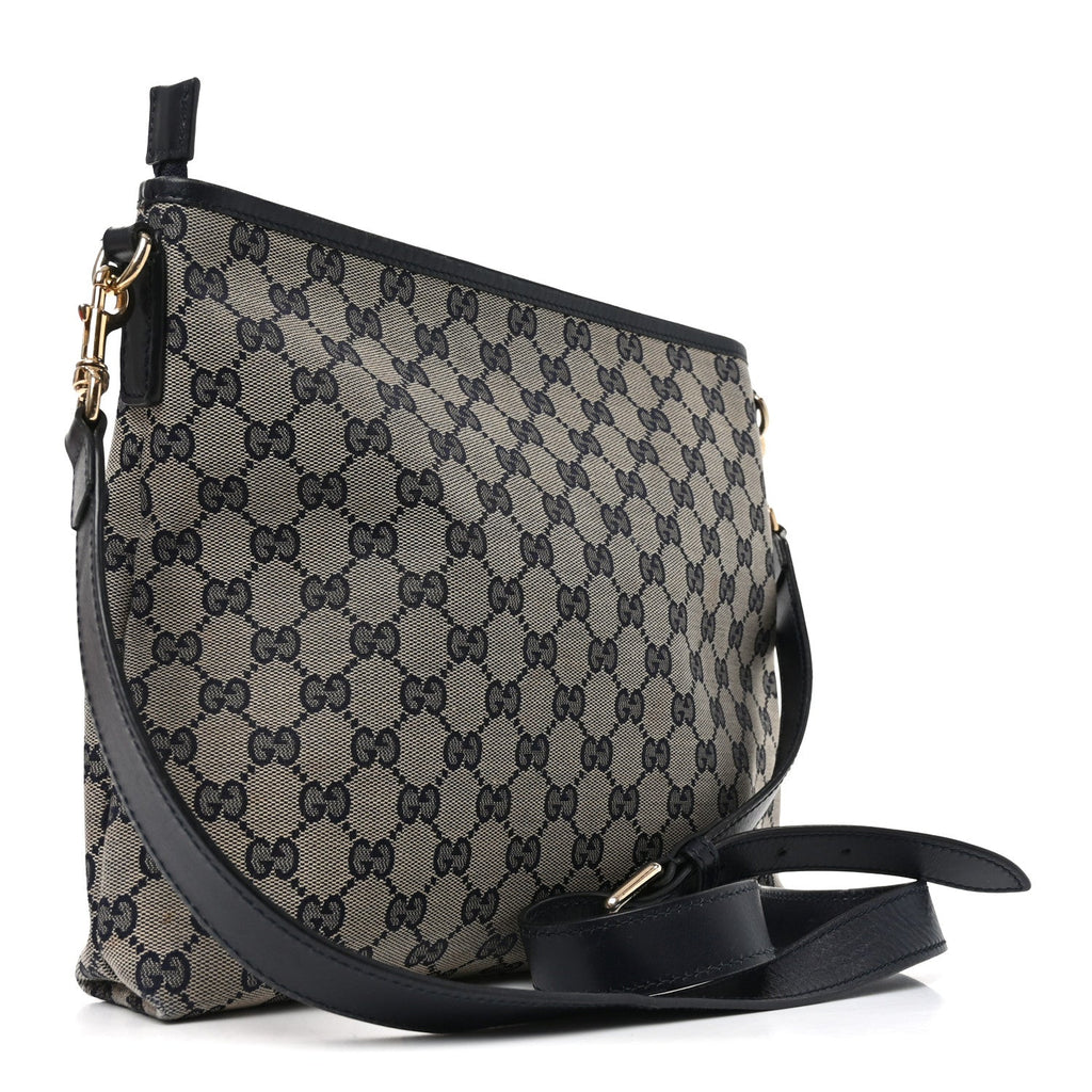 GG Supreme Monogram Web Flat Messenger Bag Navy
