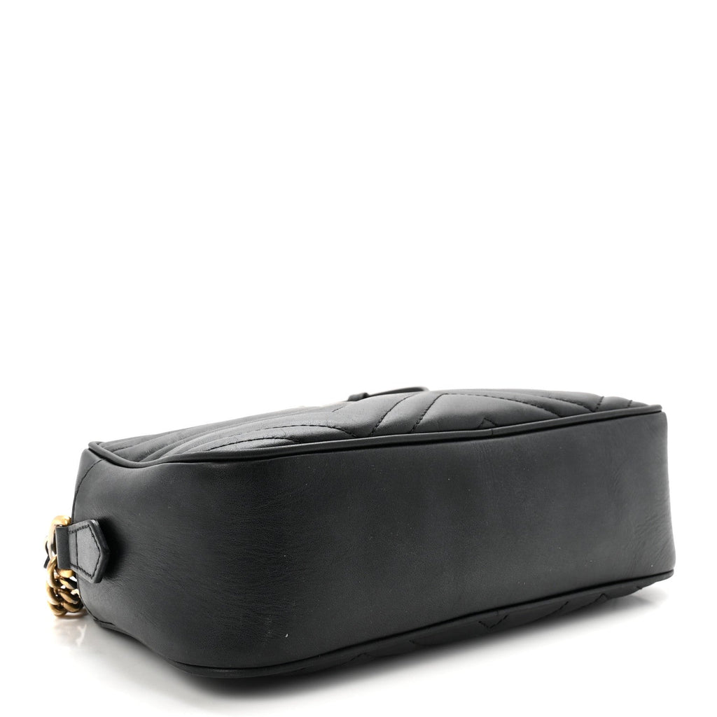 Calfskin Matelasse Small GG Marmont Chain Shoulder Bag Black