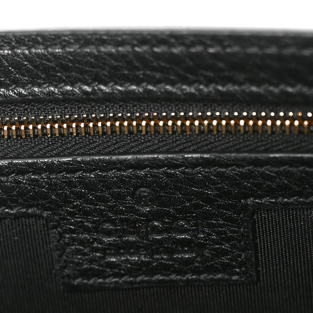GG Grainy Calfskin Emblem Wallet On Chain Black
