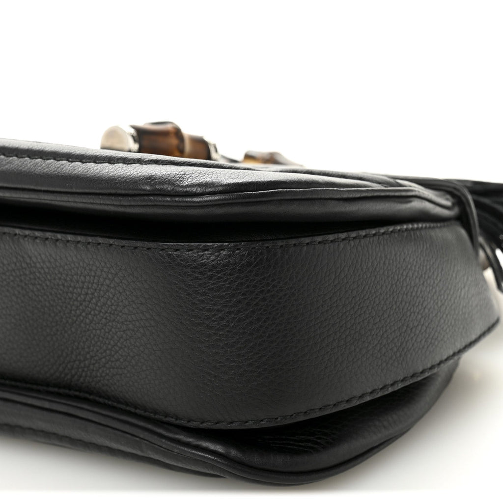 Calfskin Medium New Bamboo Top Handle Bag Black