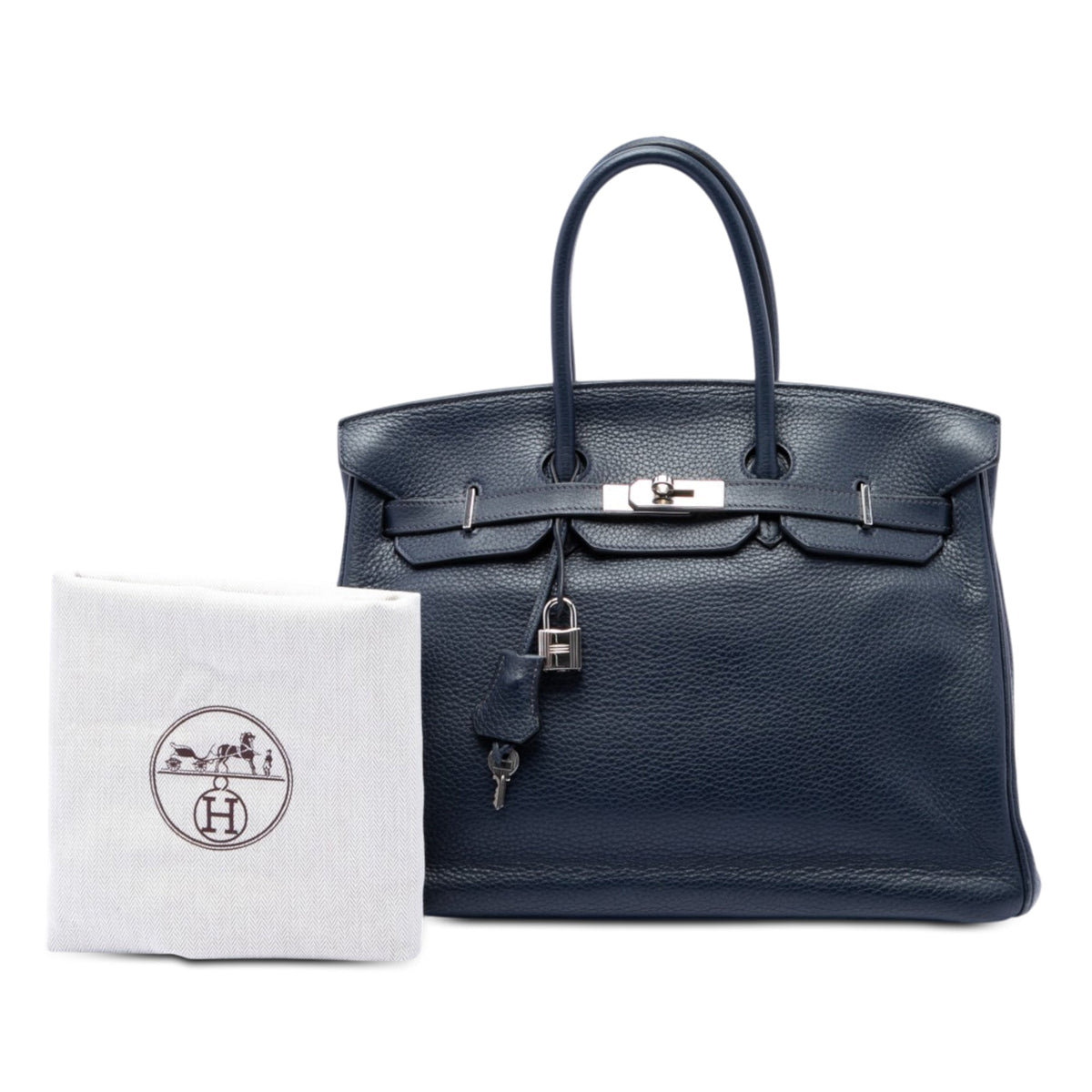 Birkin Handbag Black Clemence with Palladium Hardware 35