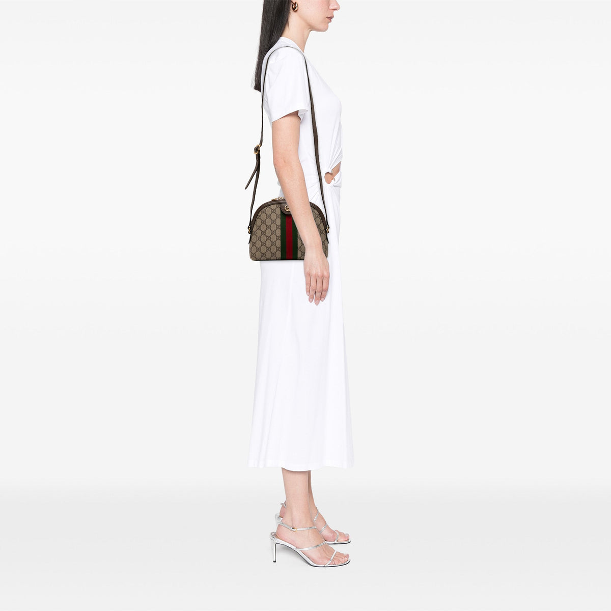 Ophidia Dome Shoulder Bag GG Coated Canvas Small