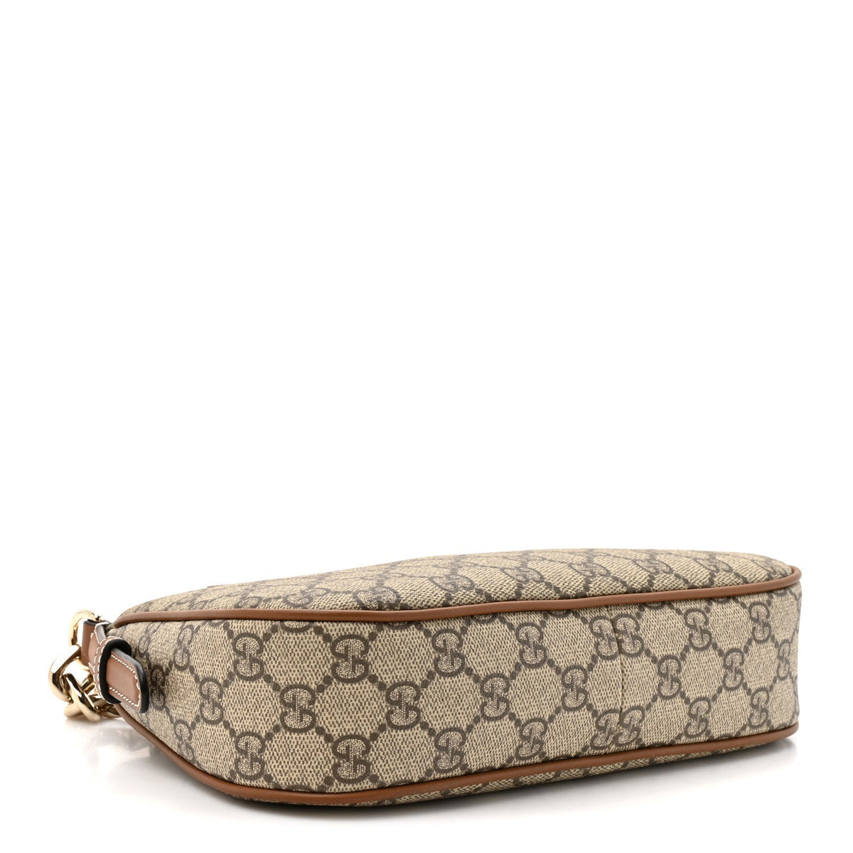 GG Supreme Monogram Textured Calfskin Small Emblem Shoulder Bag Beige Dark Brown