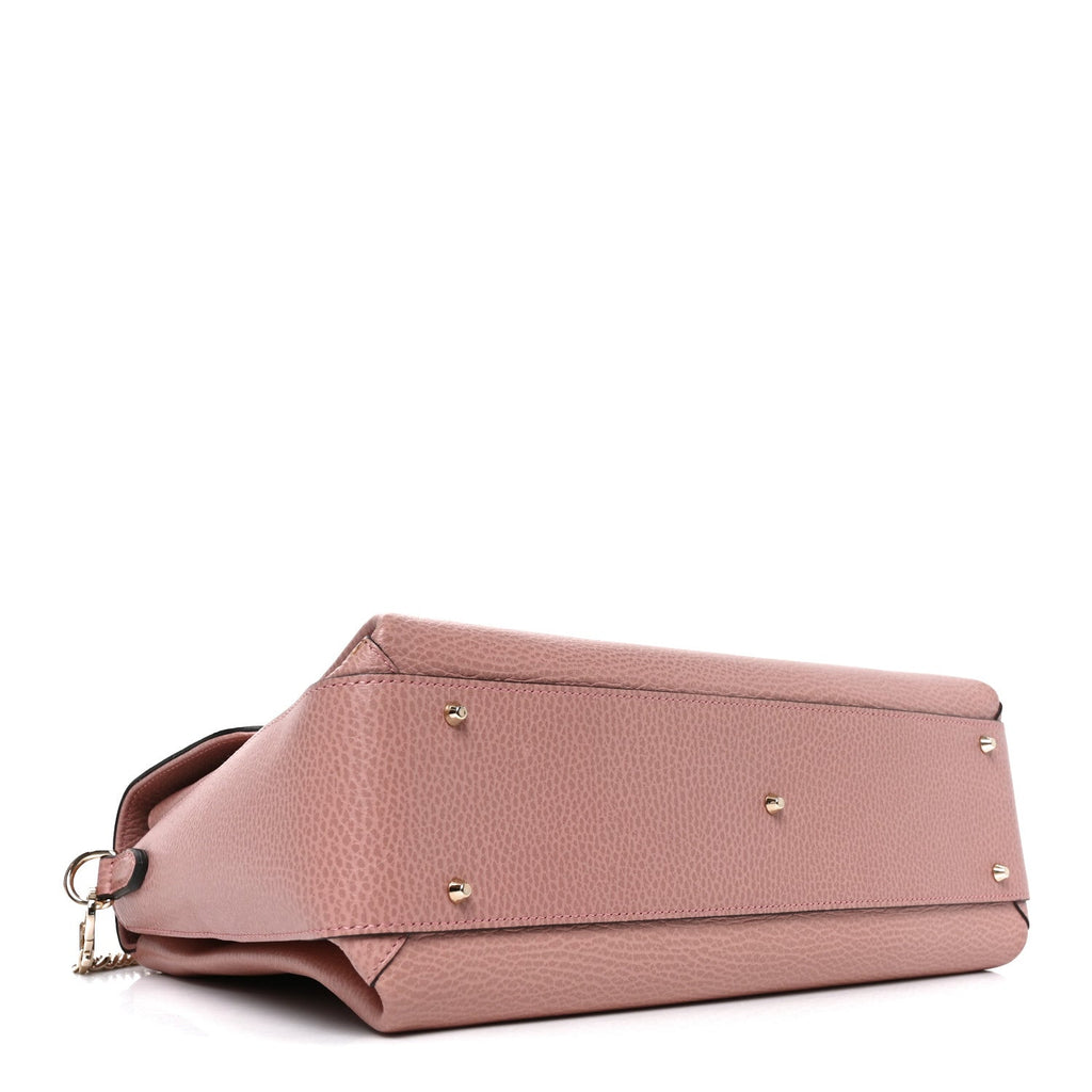 Dollar Calfskin Medium Interlocking G Top Handle Shoulder Bag Soft Pink