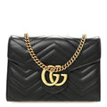 Calfskin Matelasse GG Marmont Chain Wallet Black
