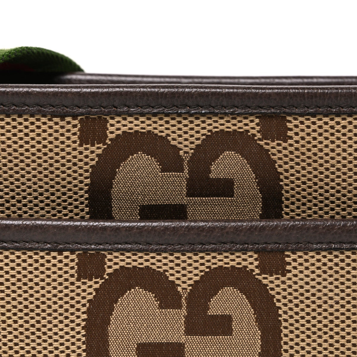 Monogram Jumbo GG Textured Dollar Calfskin Web Mini Crossbody Bag Camel Ebony New Acero