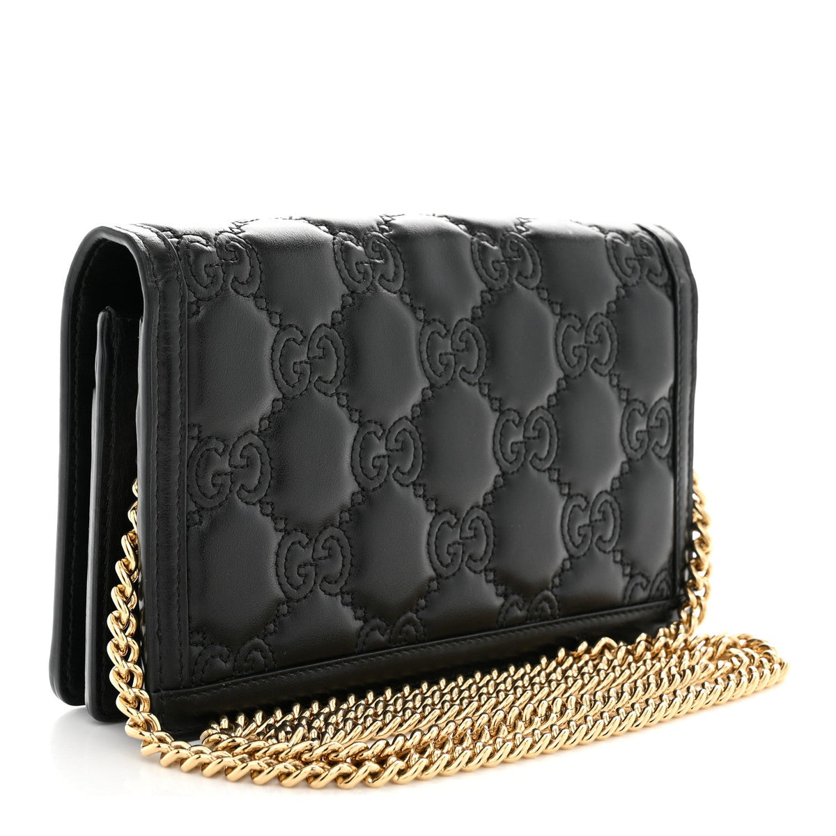 Calfskin GG Matelasse Chain Wallet Black