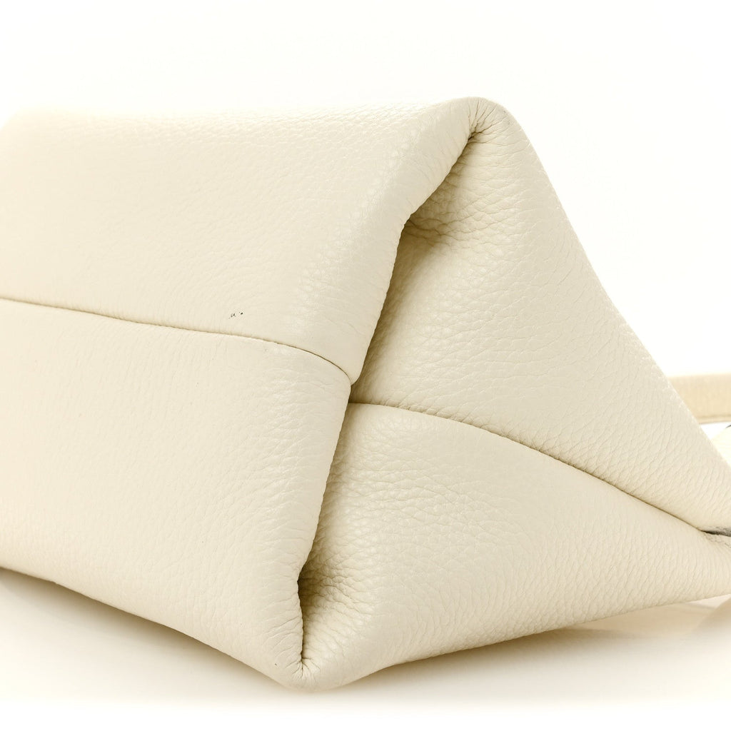 Grained Calfskin Softbit Medium Shoulder Bag White
