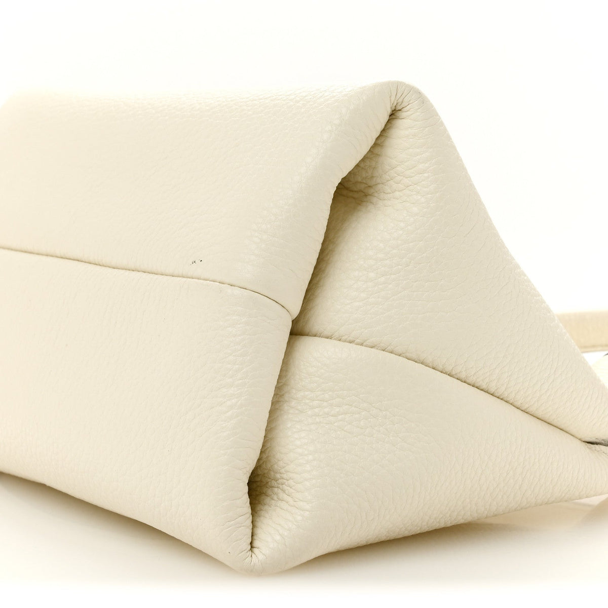 Grained Calfskin Softbit Medium Shoulder Bag White