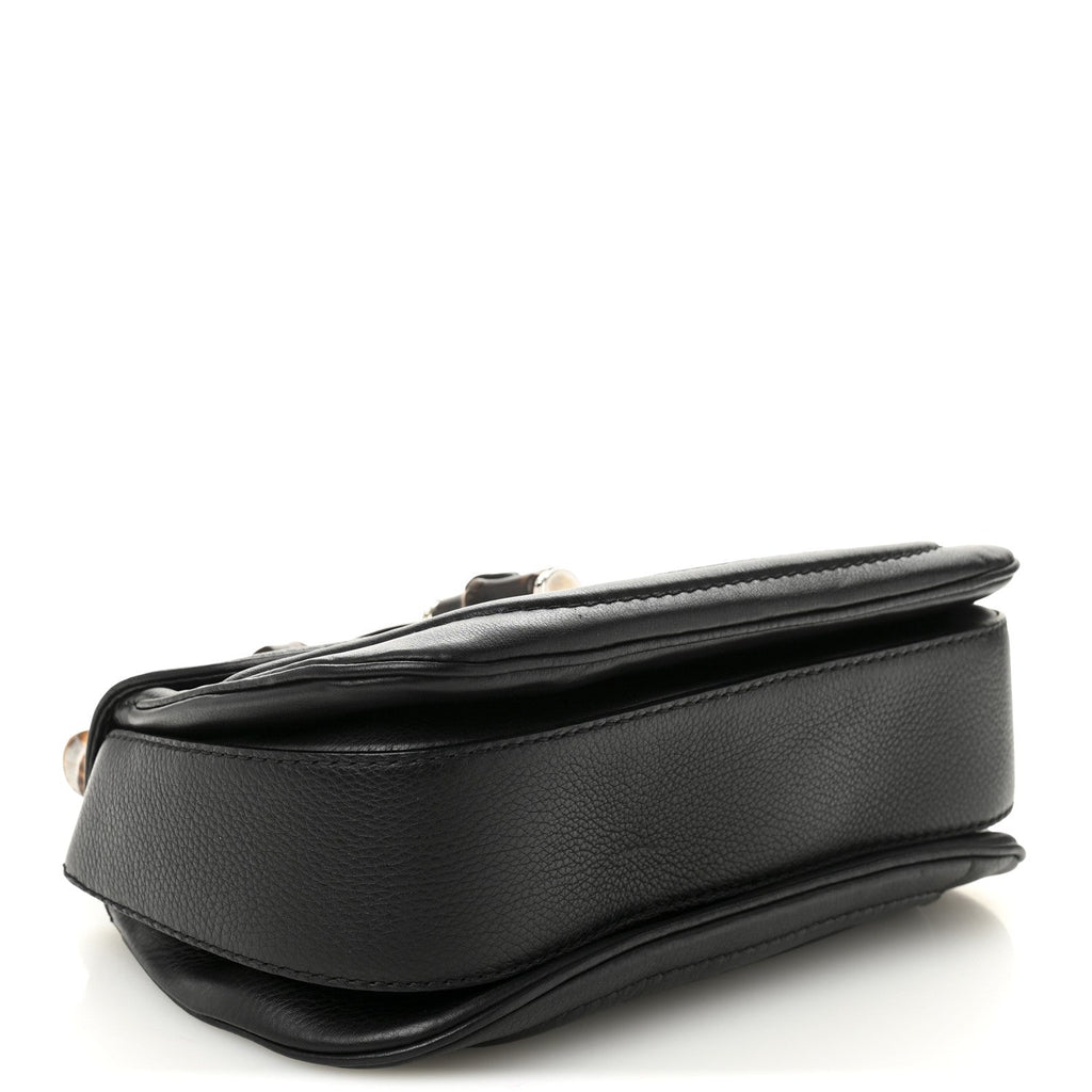 Calfskin Medium New Bamboo Top Handle Bag Black