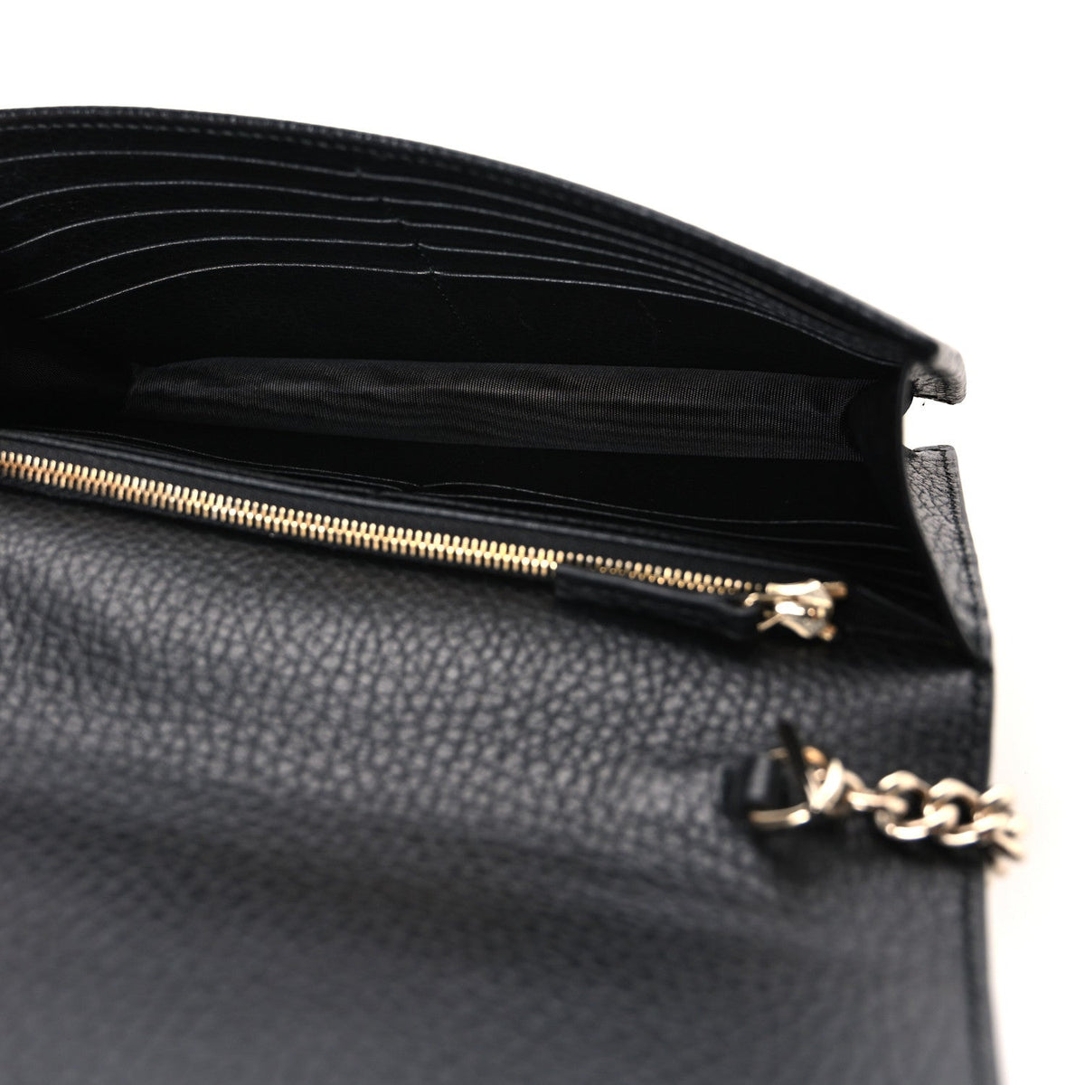 Dollar Calfskin Interlocking G Chain Wallet Black