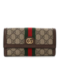 GG Supreme Monogram Web Ophidia Continental Wallet Brown