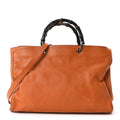 Cellarius Calfskin Large Bamboo Shopper Tote Orange