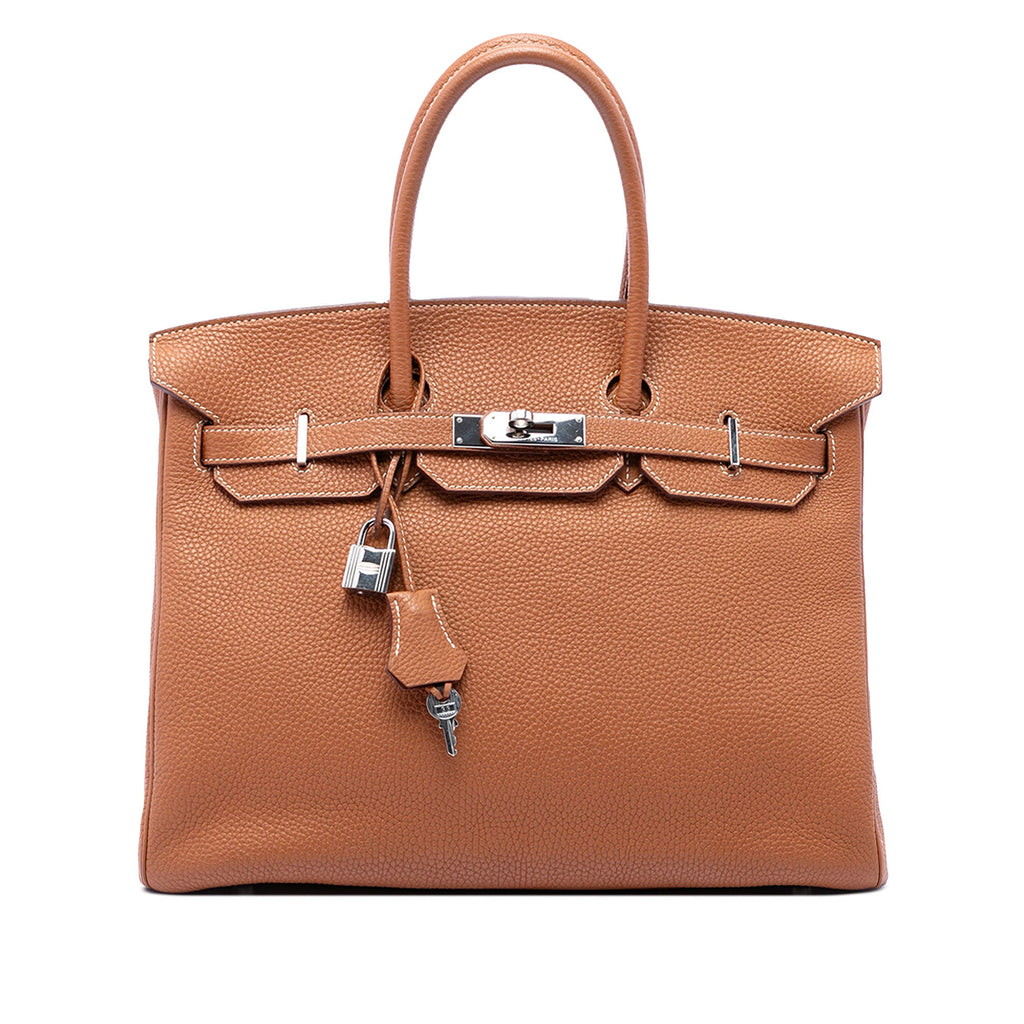 Birkin Handbag Brown Togo with Palladium Hardware 35
