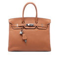 Birkin Handbag Brown Togo with Palladium Hardware 35