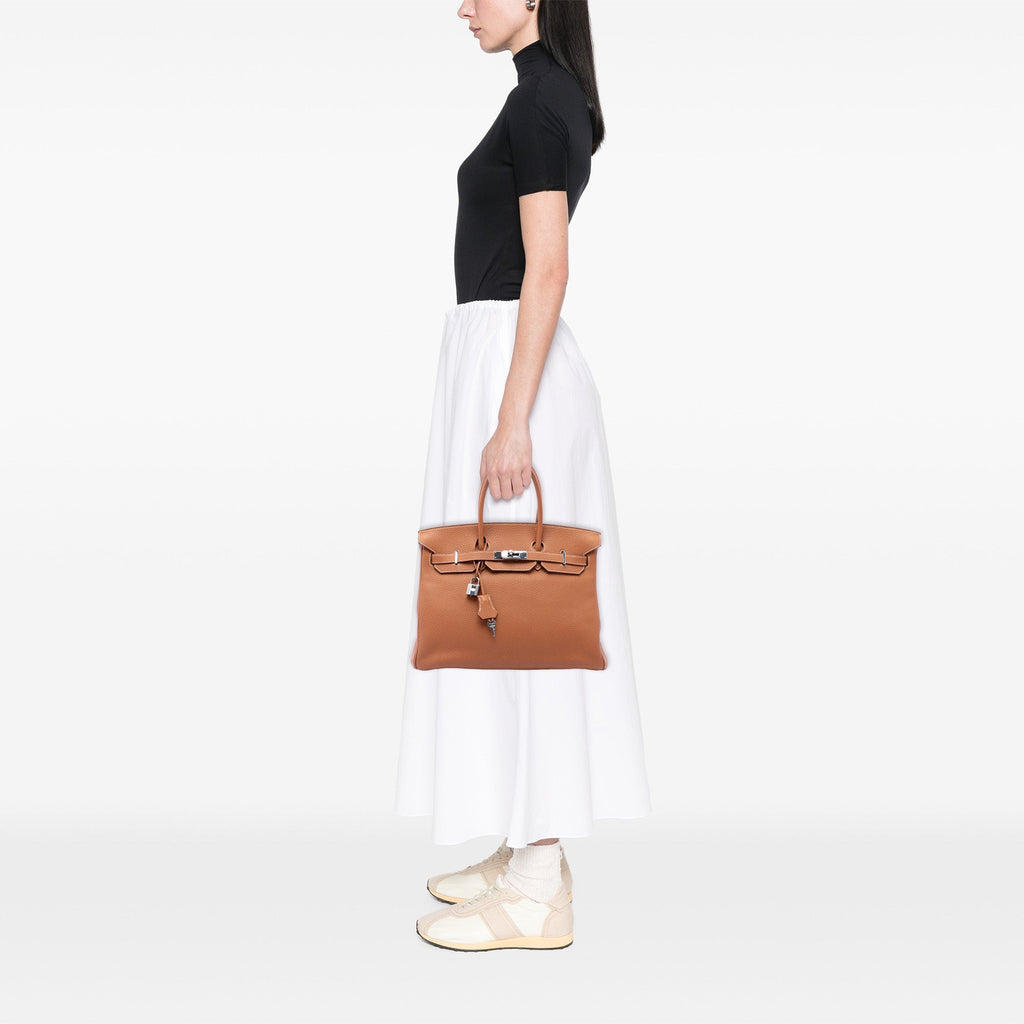 Birkin Handbag Brown Togo with Palladium Hardware 35