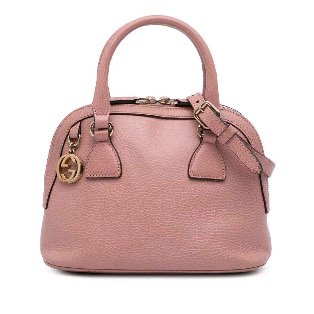 GG Charm Convertible Dome Satchel Leather Mini
