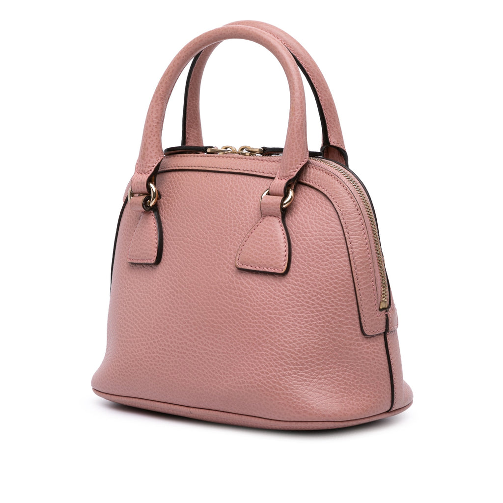 GG Charm Convertible Dome Satchel Leather Mini