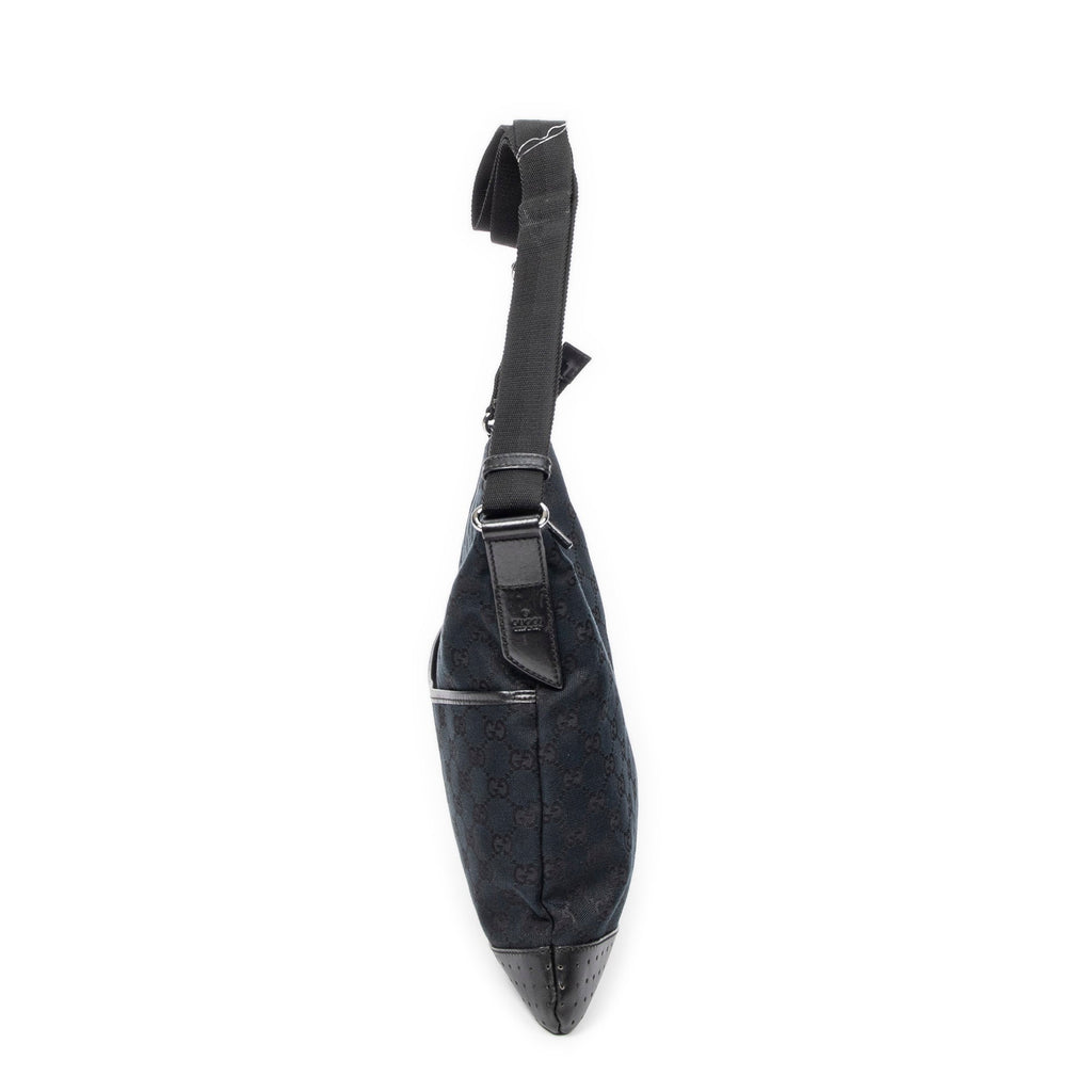 Zip Messenger Bag GG Canvas with Perforated Leather Medium