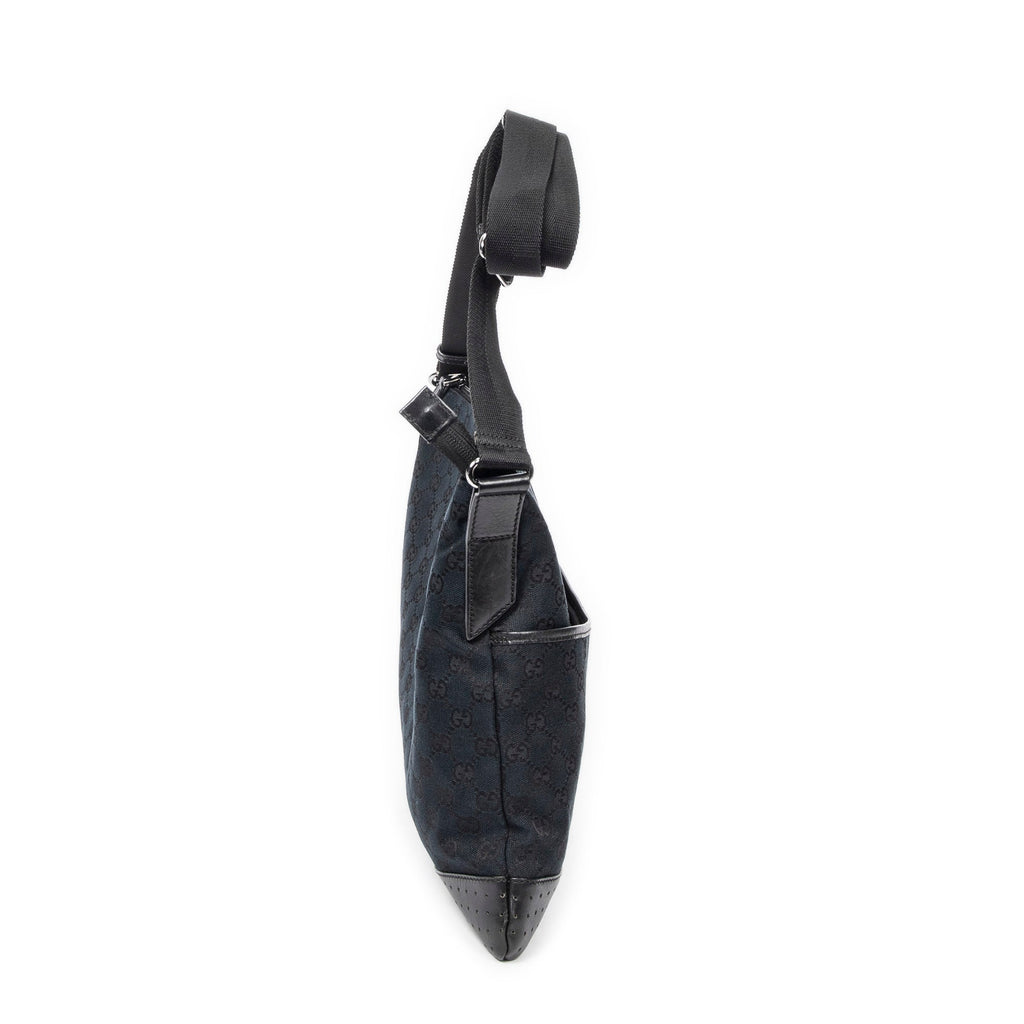 Zip Messenger Bag GG Canvas with Perforated Leather Medium