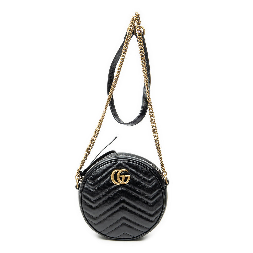 GG Marmont Round Shoulder Bag Matelasse Leather Mini