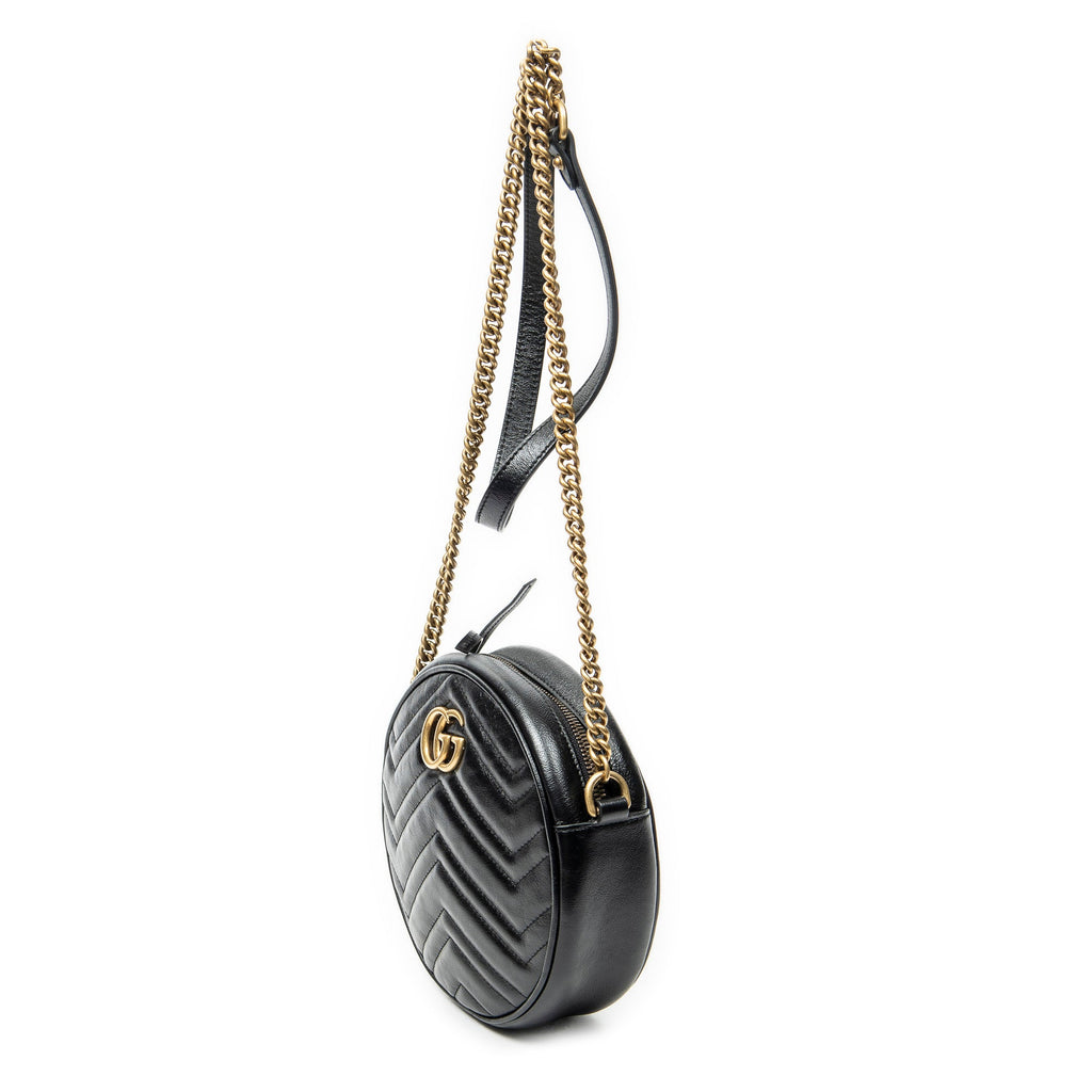 GG Marmont Round Shoulder Bag Matelasse Leather Mini