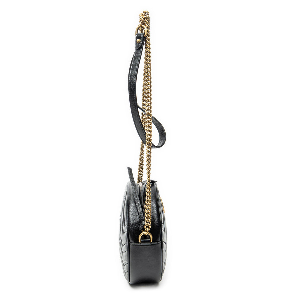 GG Marmont Round Shoulder Bag Matelasse Leather Mini