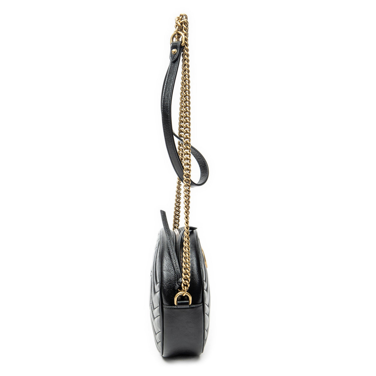 GG Marmont Round Shoulder Bag Matelasse Leather Mini