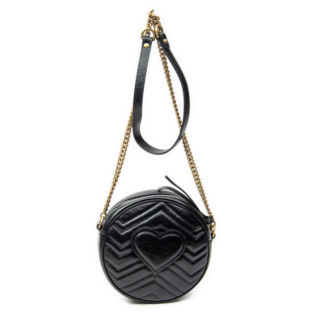GG Marmont Round Shoulder Bag Matelasse Leather Mini