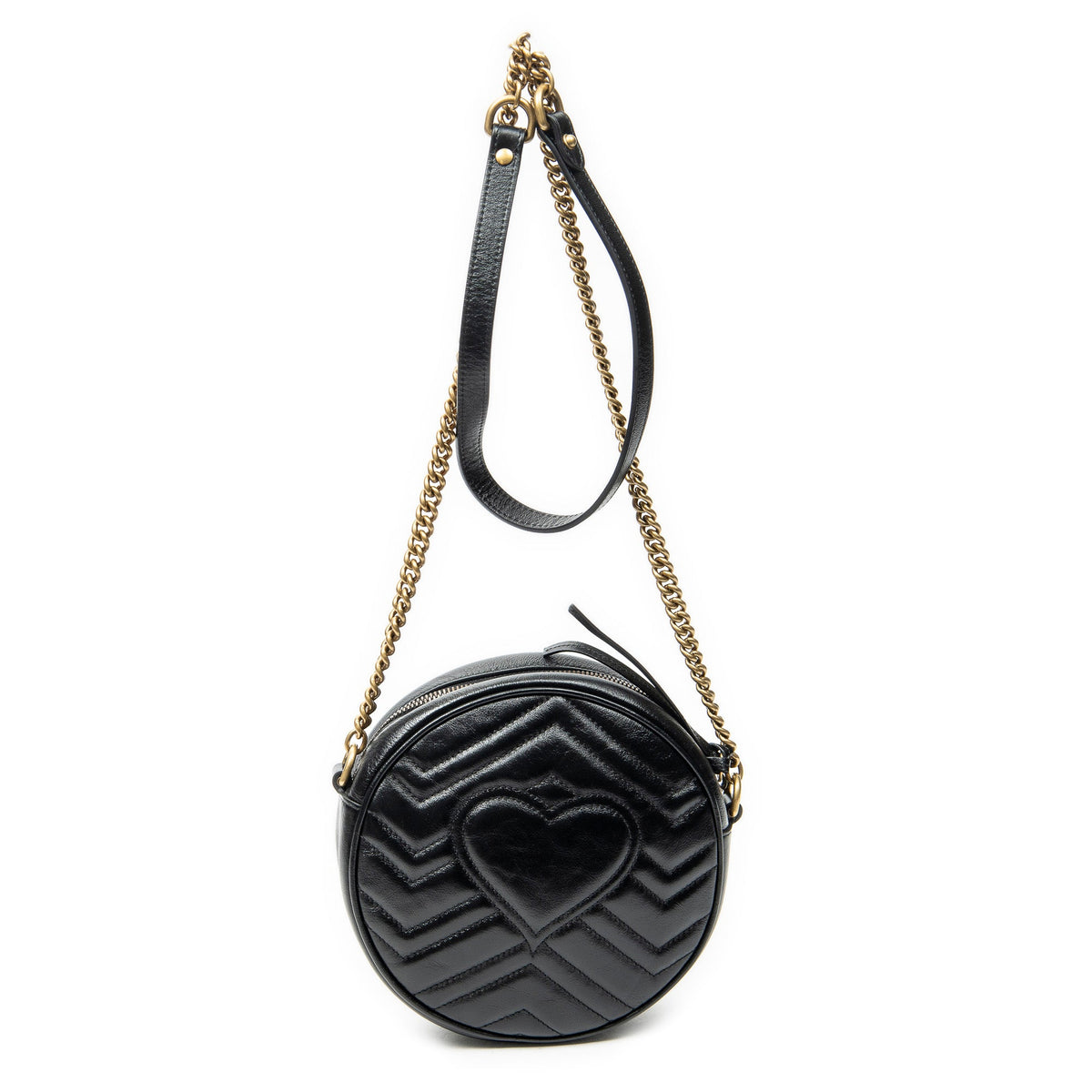 GG Marmont Round Shoulder Bag Matelasse Leather Mini