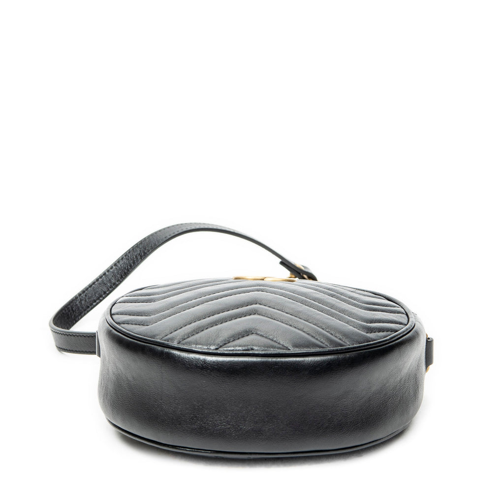GG Marmont Round Shoulder Bag Matelasse Leather Mini