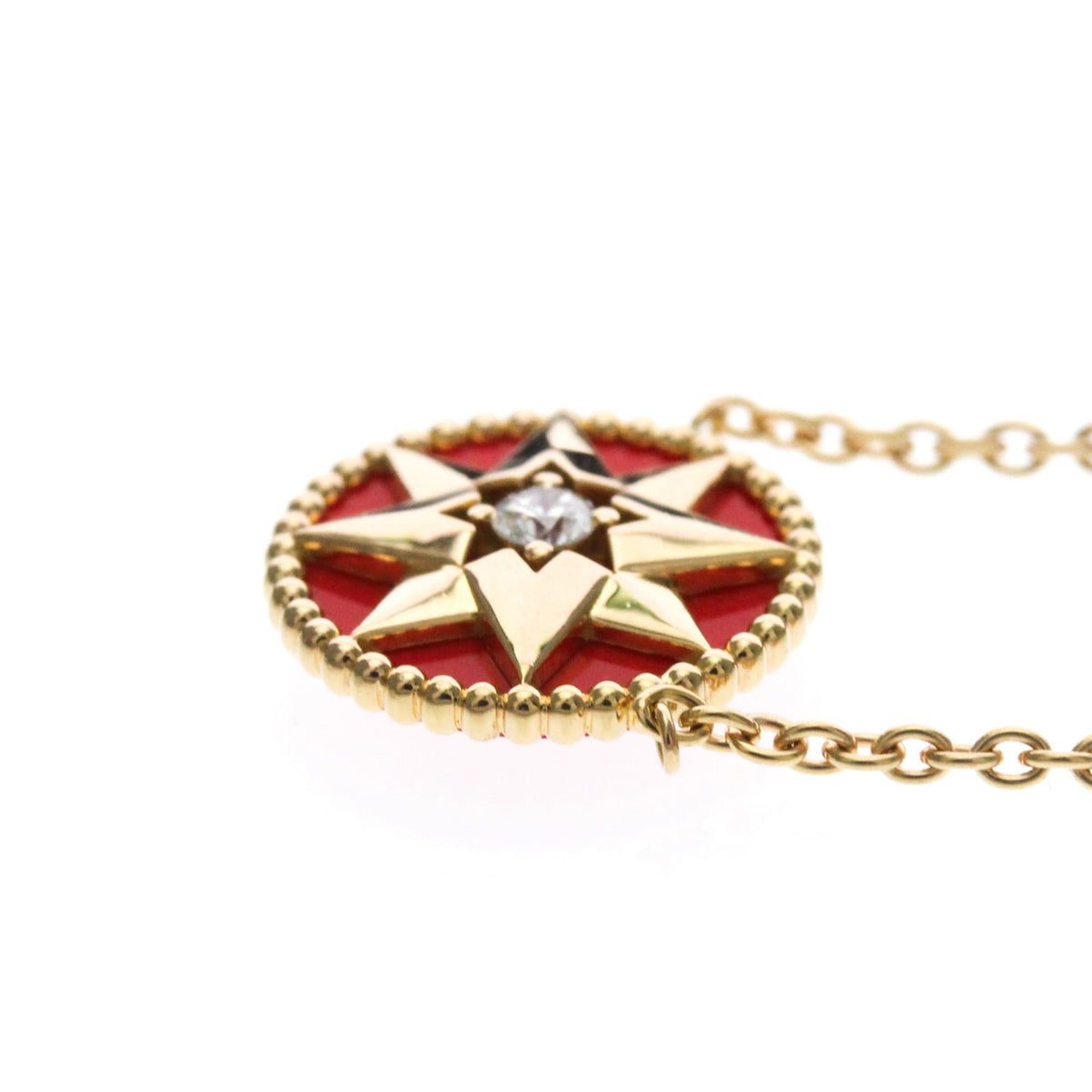 Pendant Necklace 18K Rose Gold with Carnelian and Diamond