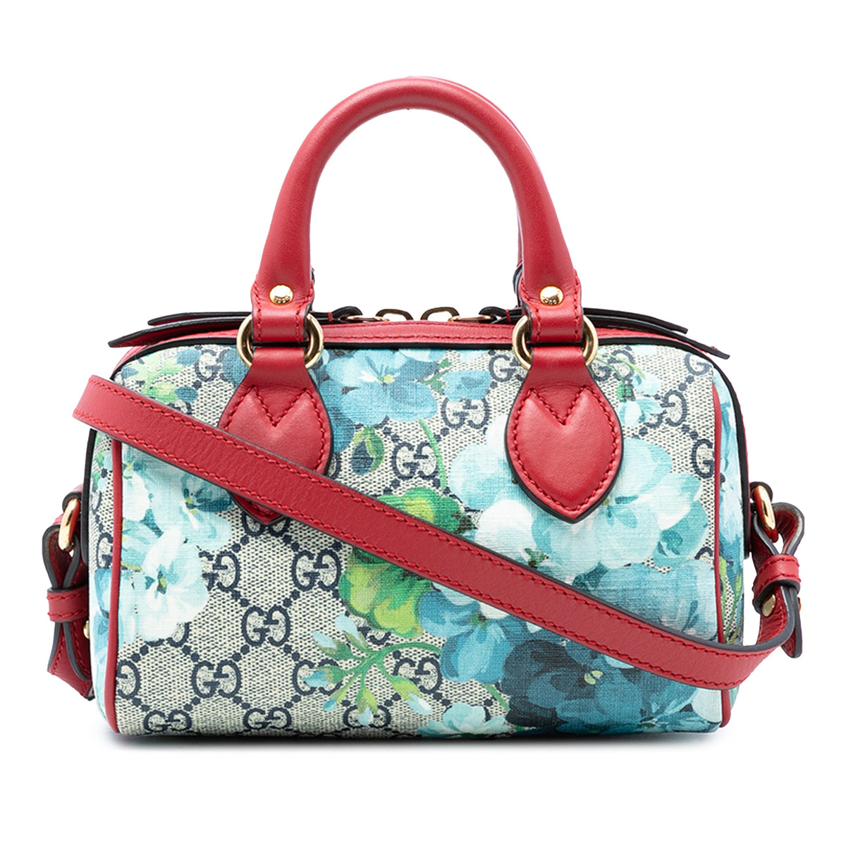 Convertible Boston Bag Blooms Print GG Coated Canvas Small