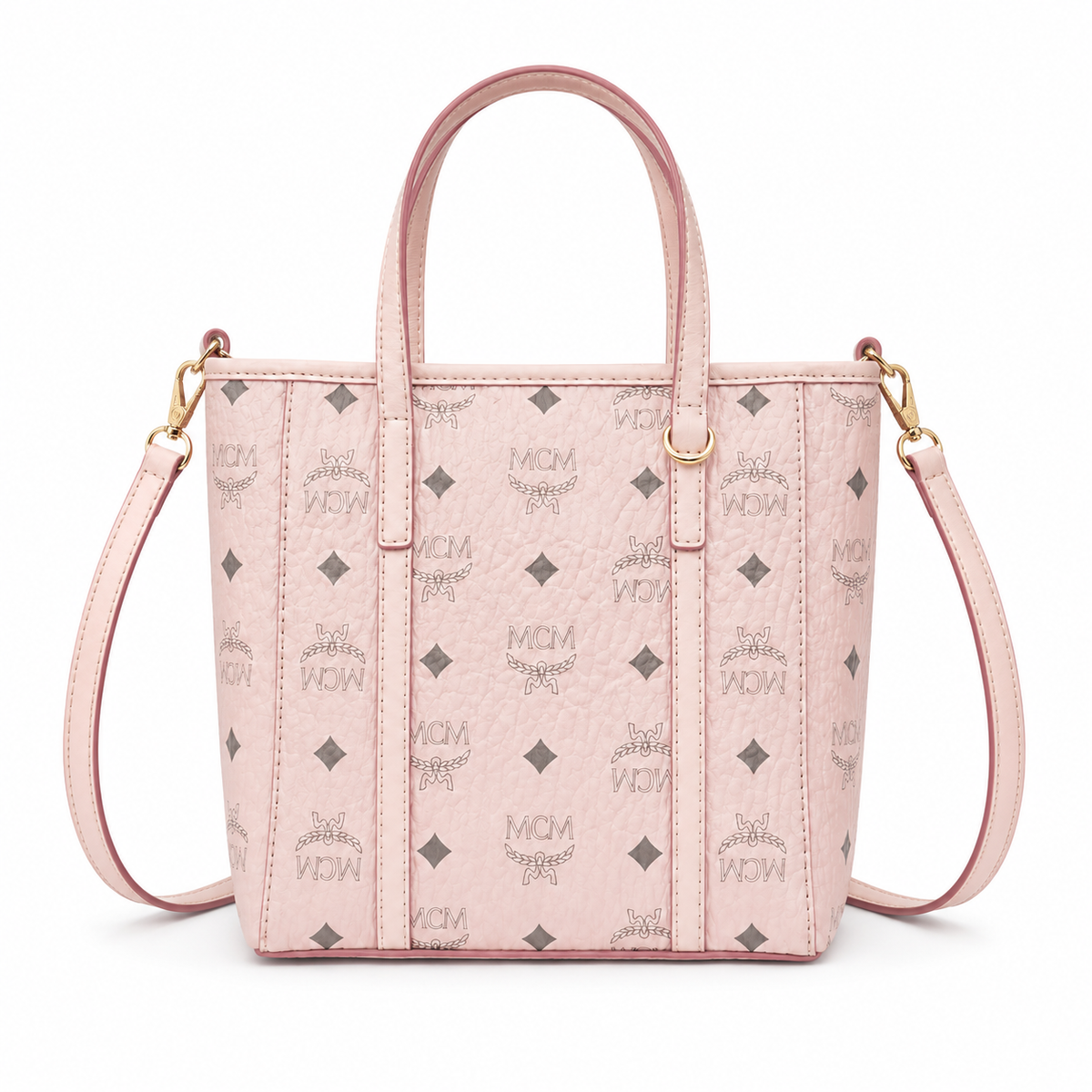 MCM Mini Tote Bag Pink Visetos Print | Compact Crossbody Handbag for Women | 19x18.5x9.5cm