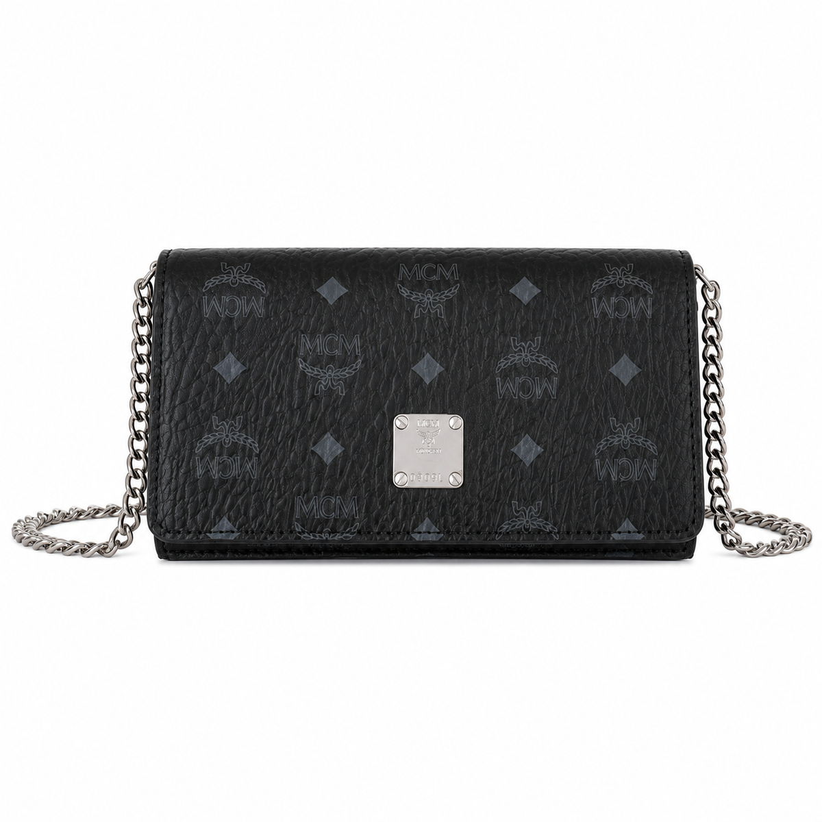 MCM Patricia Visetos Chain Flap Bag – Small, Cognac Monogram, Gold Hardware