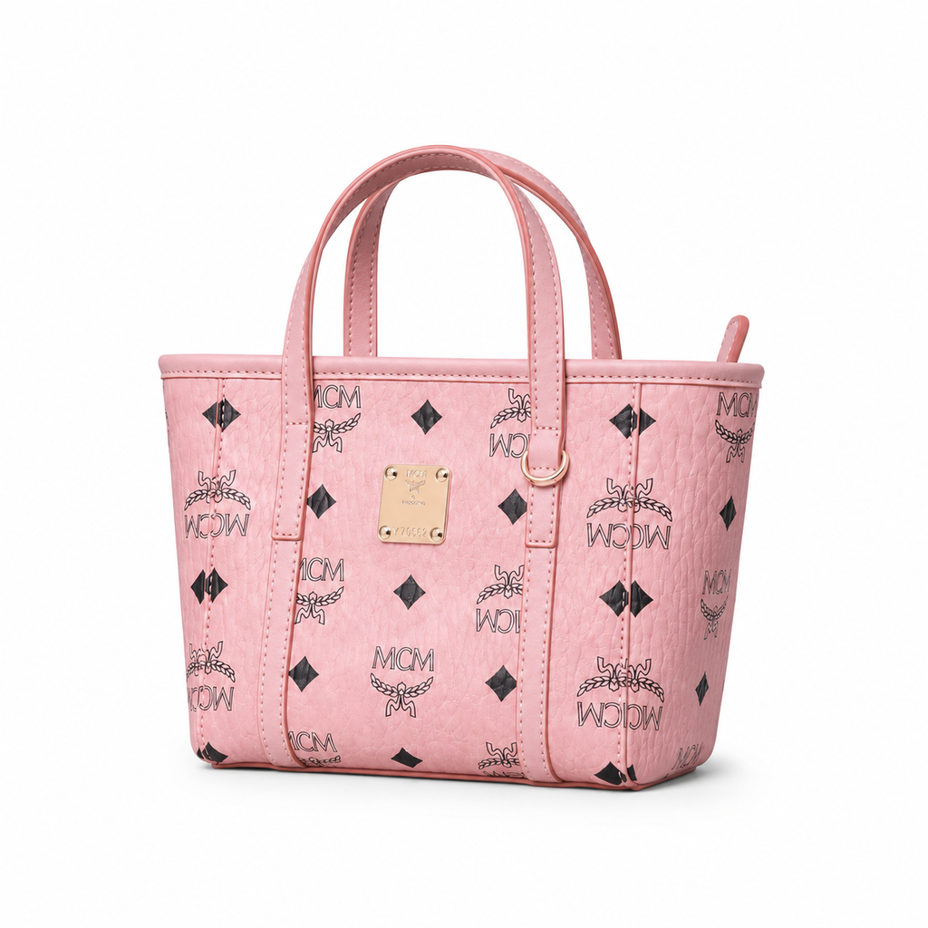 MCM Toni Visetos Mini Tote Bag – Pink Monogram, Gold Hardware, MWPFSMT03