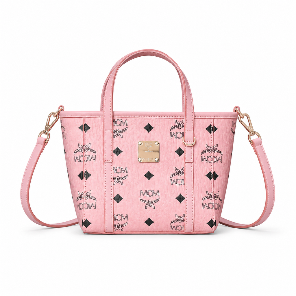 MCM Toni Visetos Mini Tote Bag – Pink Monogram, Gold Hardware, MWPFSMT03
