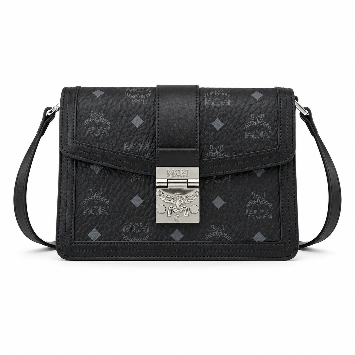 MCM Anais Visetos Small Flap Bag – Black Monogram, Silver Hardware, MWH6SIA20