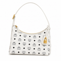 MCM Aren Visetos Small Hobo Bag – White Monogram, Gold Padlock, MWHESTA01